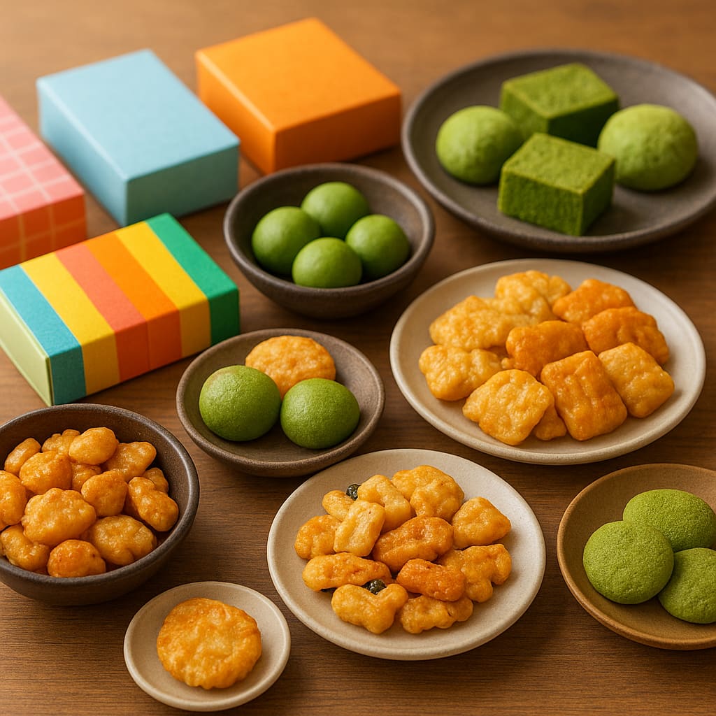 Auswahl an japanischen Snacks